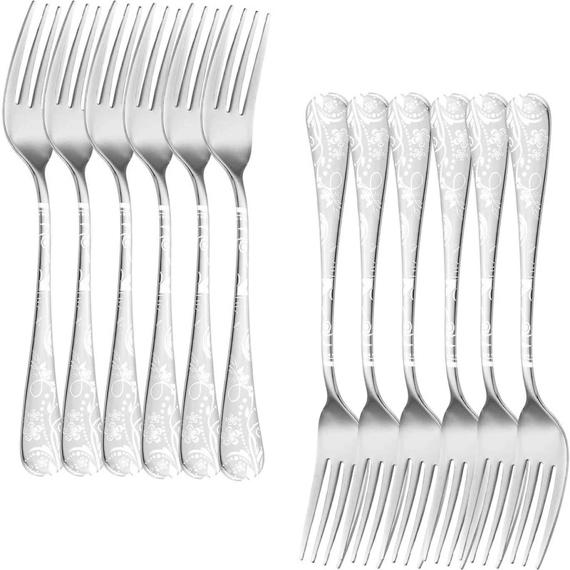 OICIA Nw1_Silver Self-Feeding Children Forks, Louise Forks, Small s, Cake Fork Stainless Steel Serving Fork Set(Pack of 12)
