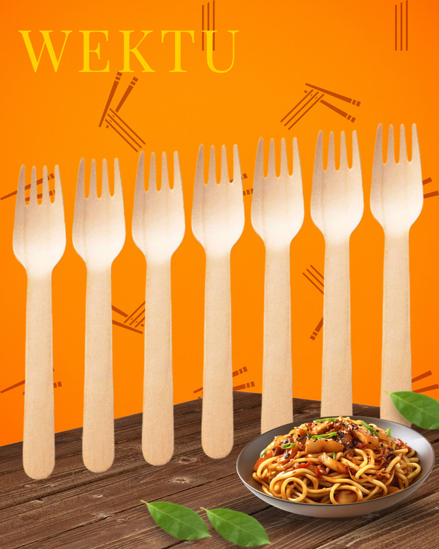WEKTU Generic Wooden Fork/Food Grade/Smooth Edge/100PC/39 Disposable Wooden Serving Fork Set(Pack of 100)