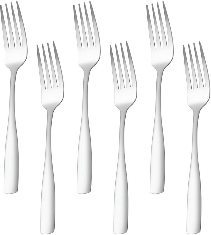 OICIA Black Flatware Table Forks, Appetizer Forks, Large Salad Fork, Dessert Fork Stainless Steel Serving Fork Set(Pack of 6)