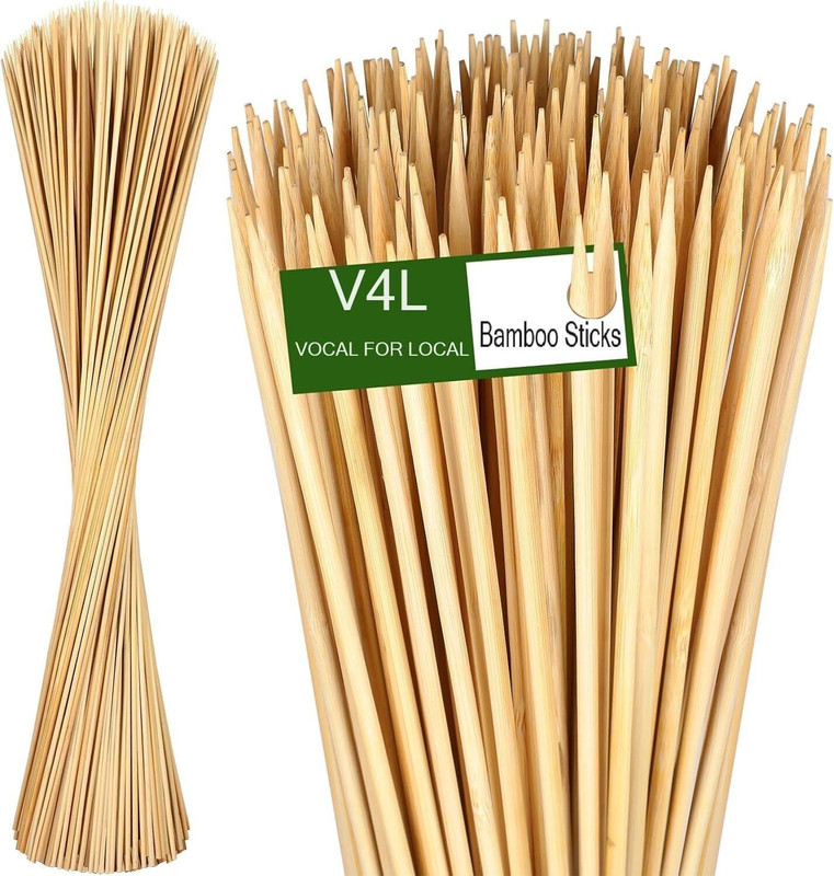 V4L Skewers Sticks 6 inches Barbeque Stick for Microwave and Pan, Barbeque Grill Disposable Bamboo Serving Fork Set(Pack of 200)