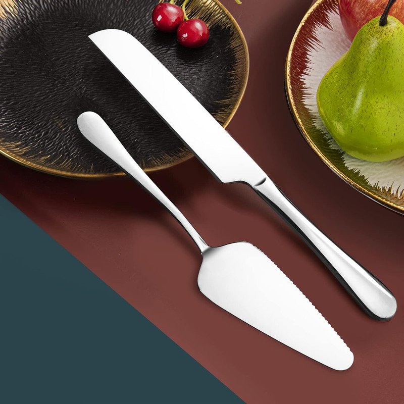 A2M2 SHOP 2PCS Golden Cake Serving Set, Cake Knife and Server Set Perfect For Wedding Stainless Steel Cake Server(Gold, Pack of 2)