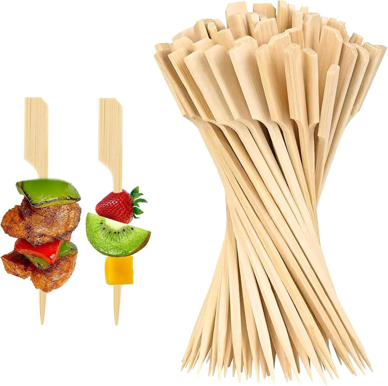 UCORPS 16 Inch Round Bamboo Wooden Skewers Disposable Wooden Serving Fork Set(Pack of 100)