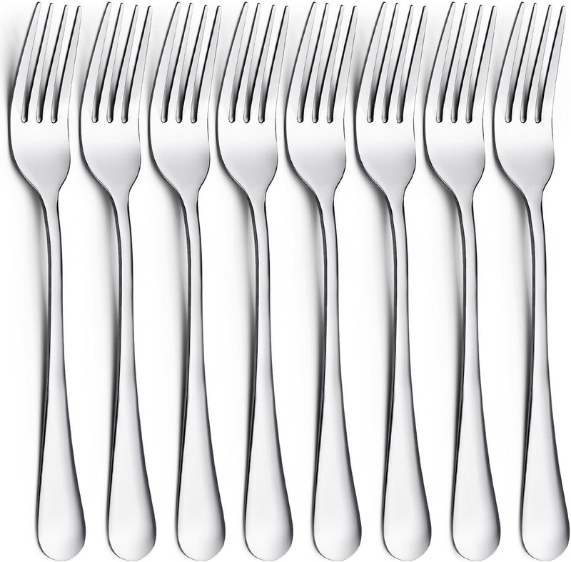 Fanqew 8 Dinner Fork, Disposable Stainless Steel Serving Fork Set(Pack of 8)