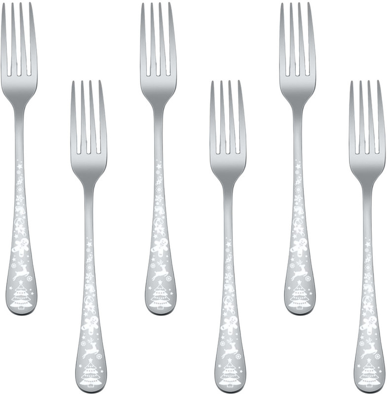 OpulenceWare Stainless Steel Cake Fork for Appetizers Charcuterie Board Accessories (Silver) Stainless Steel Serving Fork Set(Pack of 6)