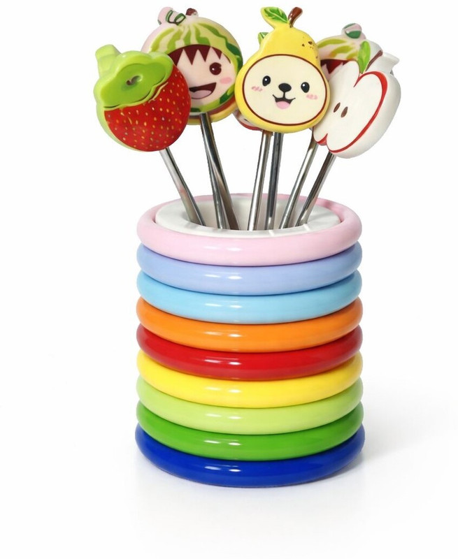 VMART Kids play forks Stainless Steel, Plastic Fruit Fork(Pack of 1)
