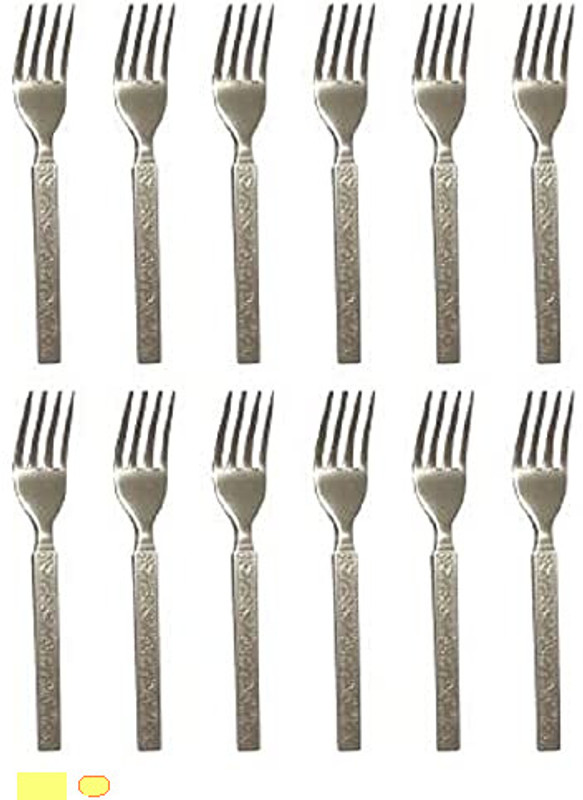 BZILO Stainless Steel Pack Of 6 Dinner Forks Set Fork Set for Kitchen and Home Y58 Stainless Steel Serving Fork