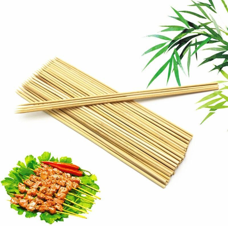 KitchenEase BBQ Bamboo Kebab Sticks 8 Inch Durable Skewers for Grill & Party Disposable Bamboo Serving Fork(Pack of 1)