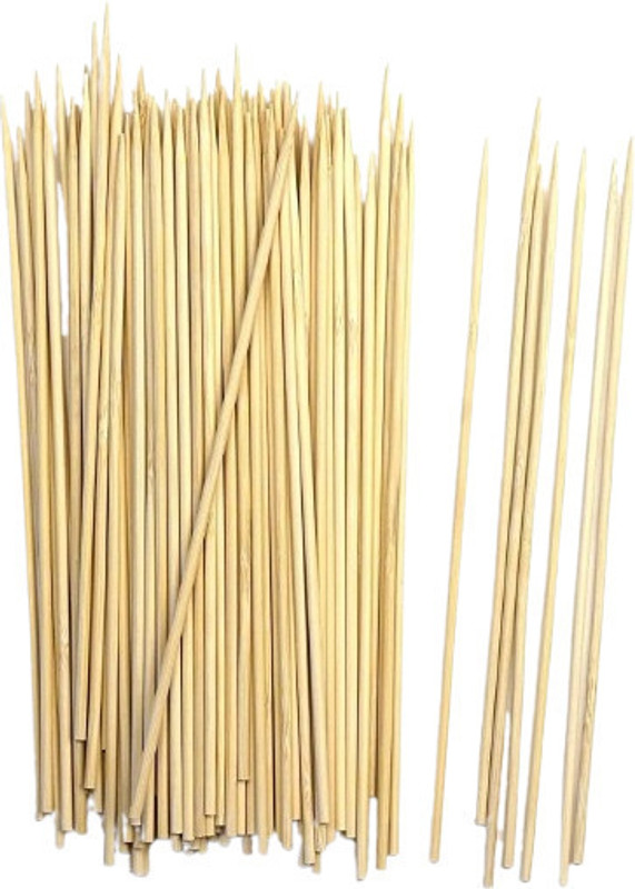 Sanimart Bamboo Cocktail Sticks – Perfect for Kebab, Fruits, and More Disposable Wooden Serving Fork Set(Pack of 100)