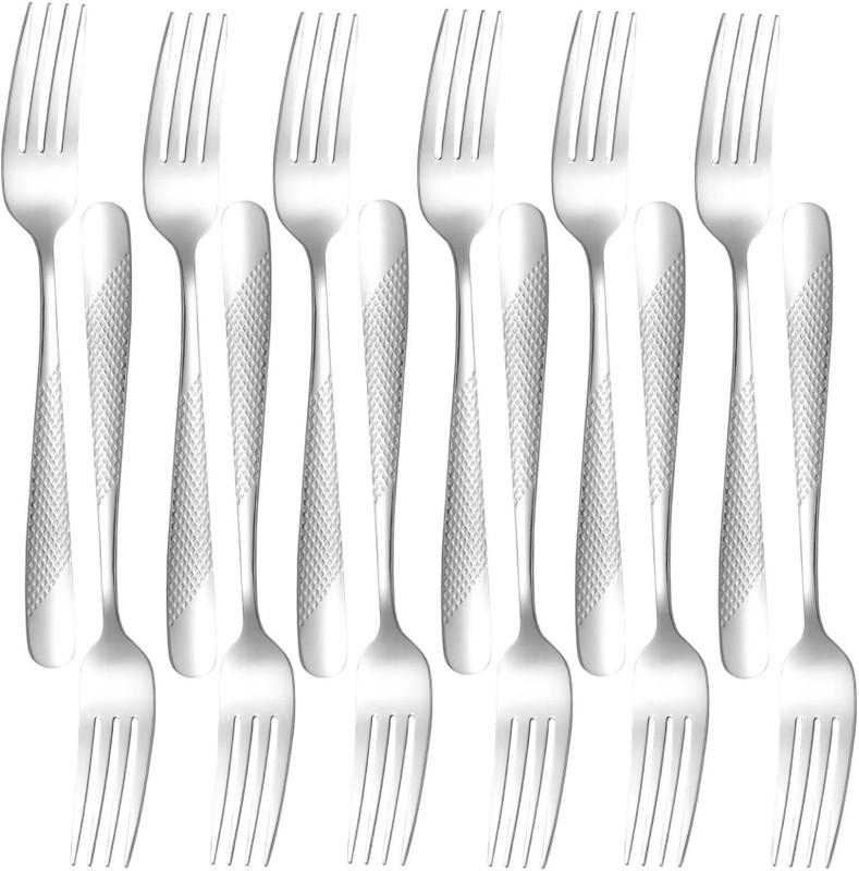 OICIA Nw1_Silver Forks for Eating Noodle, Silverware Eating Fork Stainless Steel Serving Fork Set(Pack of 12)
