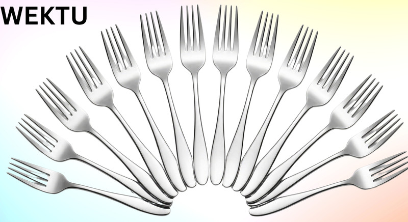 WEKTU Premium Mirror Finish Stainless Steel Dinner Fork Set - Pack of 12/04 Stainless Steel Fruit Fork Set(Pack of 12)