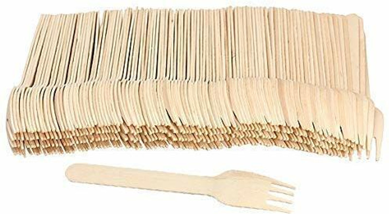GURUKRUPA ENTERPRISES Disposable Areca Leaf Fork I Biodegradable Wooden Fork for Food I Beige I 6 Inch Disposable Wooden Serving Fork