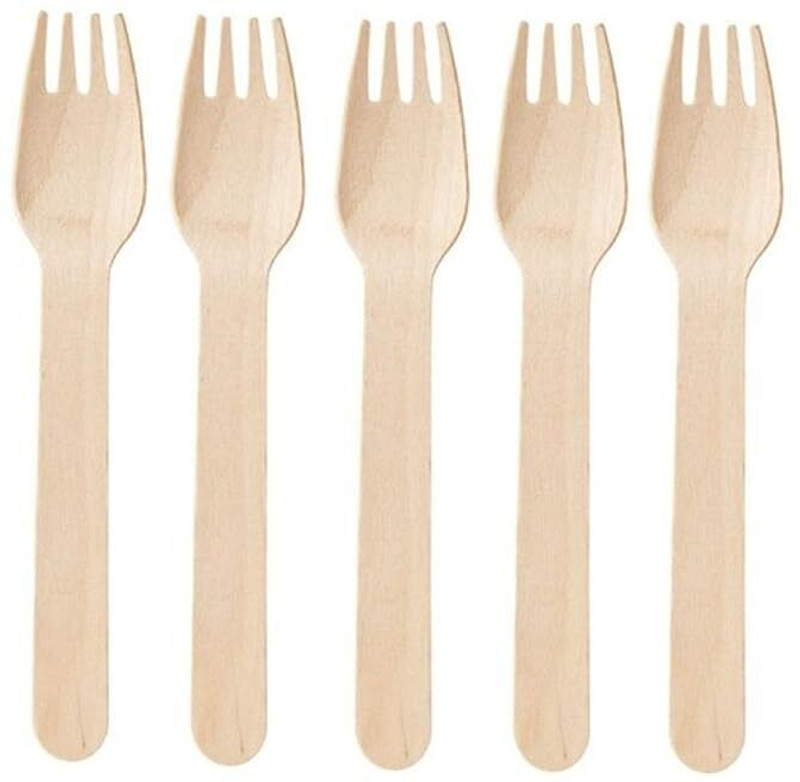 ORRISH Wooden Fork 140 mm for Home Use Eco Friendly Natural Biodegradable Disposable Wooden Serving Fork Set(Pack of 50)