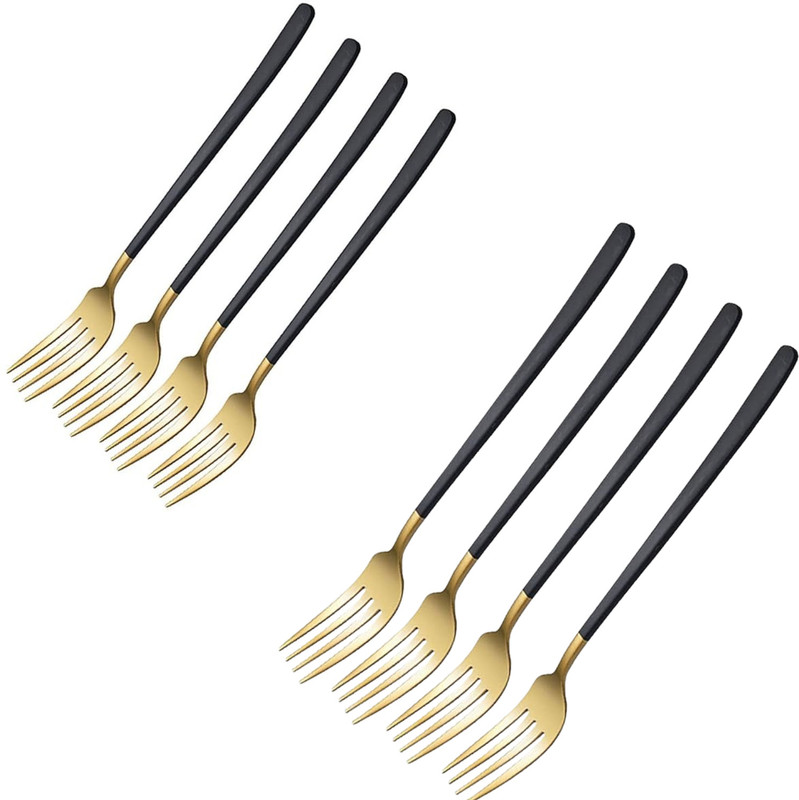 Krusan Stainless Steel Dinner Forks Table Forks Set Long Handle Forks for Buffet Forks Stainless Steel Serving Fork Set(Pack of 4)