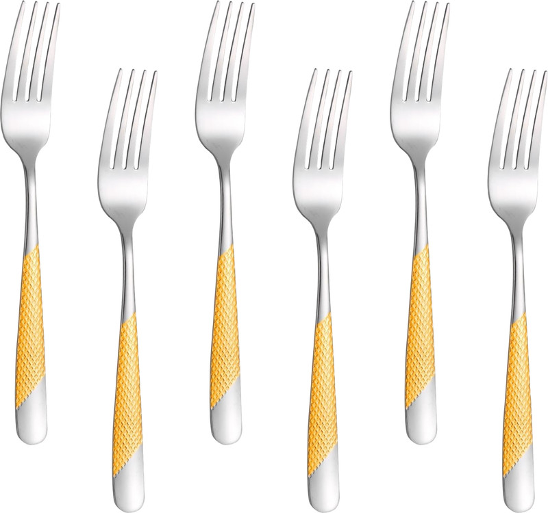 OpulenceWare Hammered Fork Set 18/10 Stainless Steel, Fine Fork Set Brightly-Mirror Polished Stainless Steel Serving Fork Set(Pack of 6)