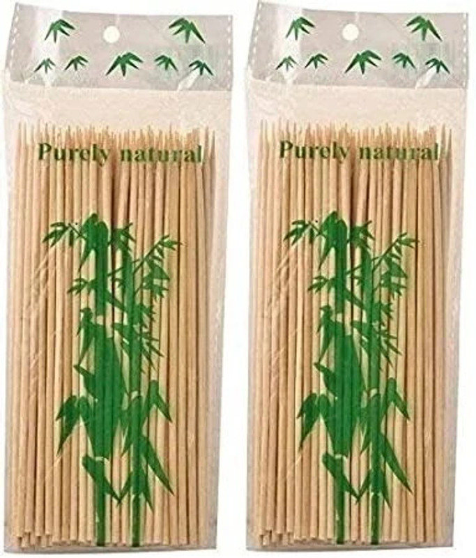 Royals Pack of 2 x 60pc Bamboo Skewers Grill Sticks 8inch Disposable Bamboo Serving Fork Set(Pack of 120)