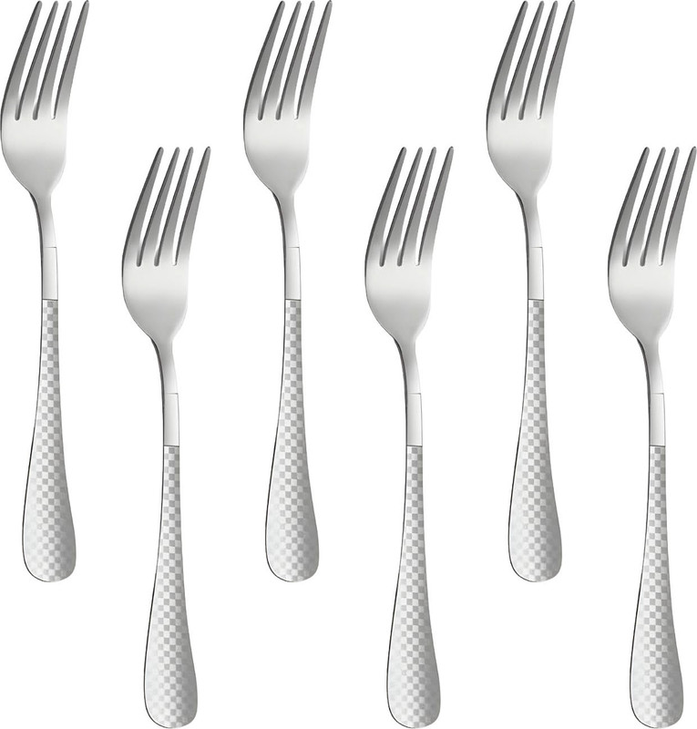 OpulenceWare Stainless Steel Dinner Forks Table Cutlery Mirror Polished Flatware (Silver) Stainless Steel Serving Fork Set(Pack of 6)