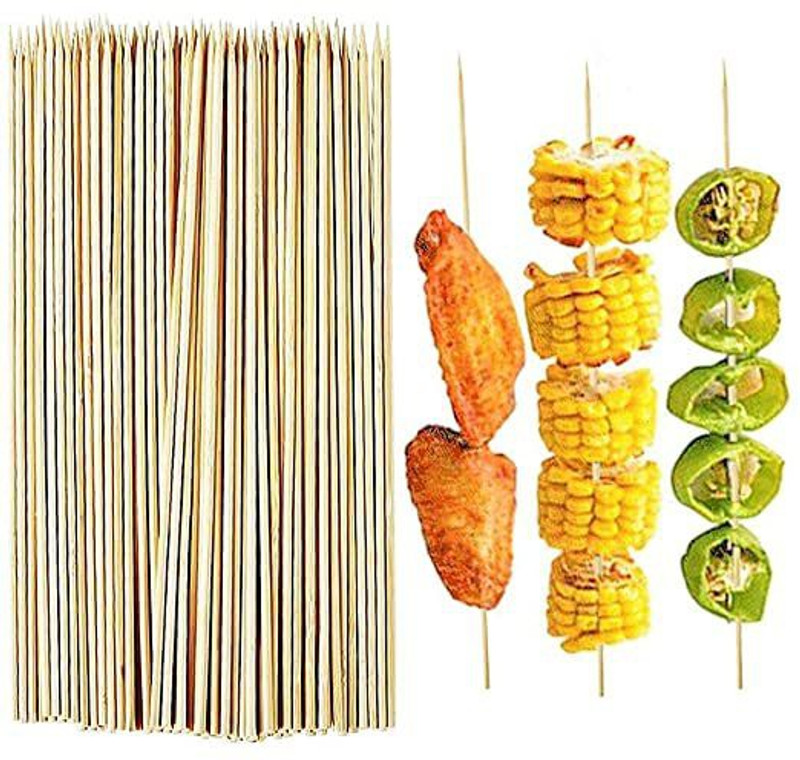 Prakritii Cultivating Green Kebab stick, roast stick ,barbecue Sticks Bamboo Skewers Chocolate Fountain Disposable Bamboo Serving Fork Set(Pack of 50)