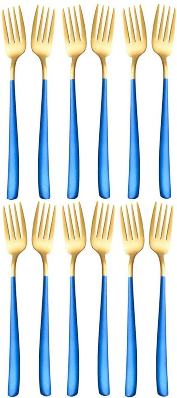 DORMICO Gold Dinner Fork 12 Pieces, 308 Stainless SteelForks Spoon with Colorful Handle Stainless Steel Serving Fork Set(Pack of 12)