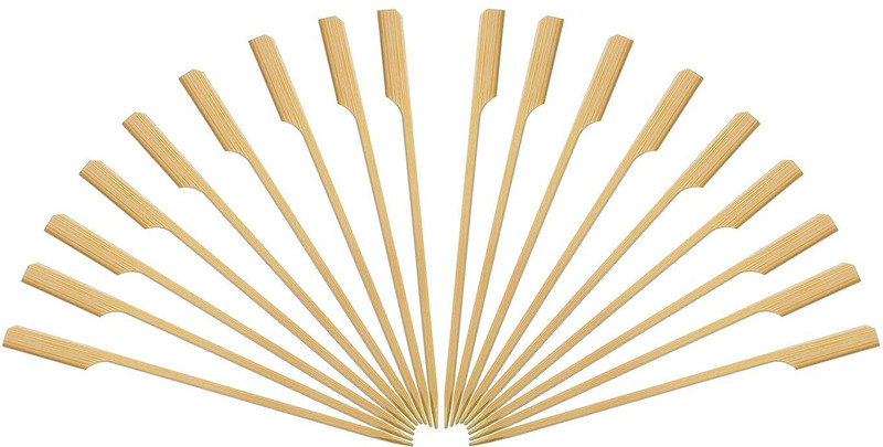 HAVME Bamboo Gun Skewers/Burger Sticks/BBQ Skewers/Cocktail Picks - 7 Inch Disposable Bamboo Serving Fork Set(Pack of 50)