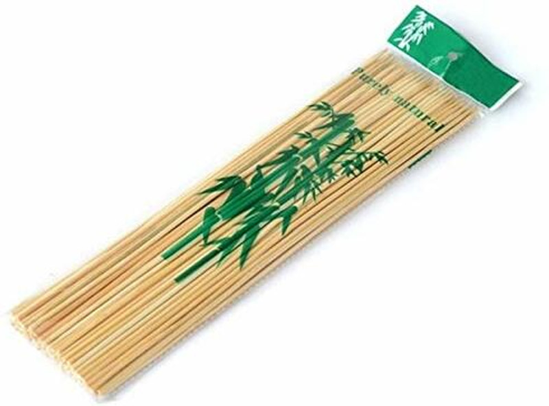 Naama 100pcs Wooden Color Bamboo BBQ Skewers, Barbeque Seekh Kabab Sticks, Fruit stick Disposable Wooden Serving Fork Set(Pack of 100)