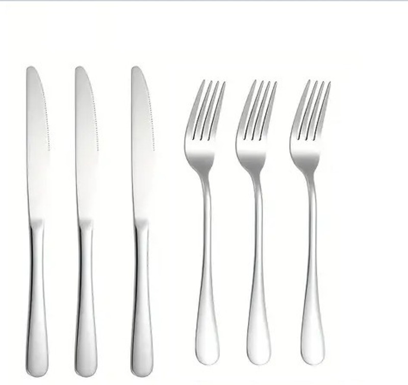 ARSCART 3pc Butter Dinner Knife 3pc Stainless Steel Serving Fork Set(Pack of 6)