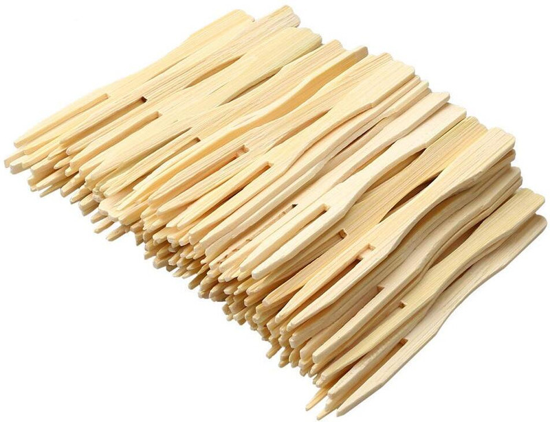 Shop & Shoppee Biodegradable Disposable Wooden Fruit Mini Fork for Snacks, Cocktail Picks Disposable Wooden Dessert Fork, Fruit Fork Set(Pack of 210)