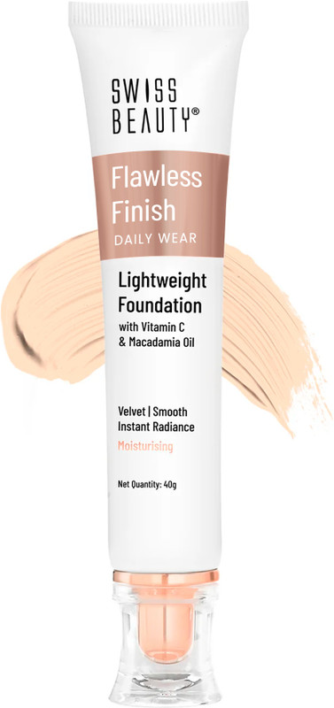 SWISS BEAUTY Flawless Finish Foundation | Medium Coverage Lightweight | Oil Free Radiant Foundation(White Ivory, 40 g)