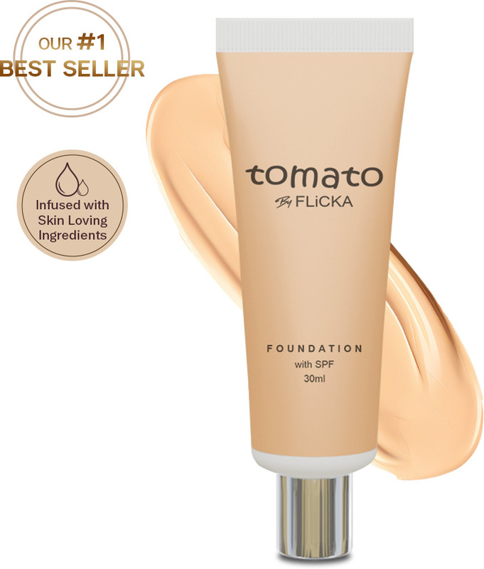 Flicka Tomato Foundation For Face Makeup, 02 Beige, 30ml Foundation(Beige, 30 ml)