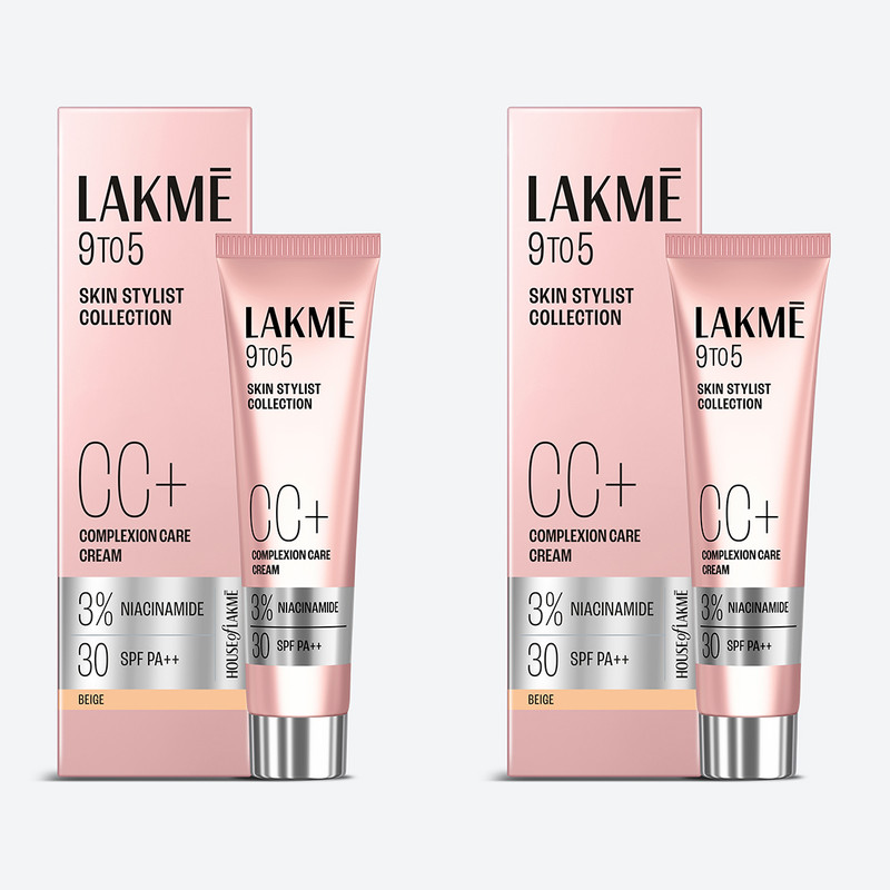 Lakmé 9 to 5 Complexion Care Face Cream Foundation - Pack of 2 Foundation(Beige, 60 g)