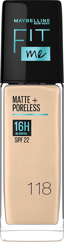MAYBELLINE NEW YORK Fit Me Matte+Poreless Liquid Foundation (With Pump & SPF 22) Foundation(118 Light Beige, 30 ml)