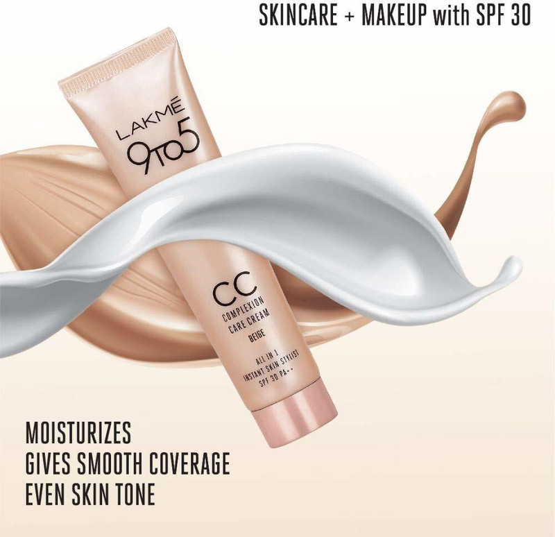 Lakmé 100% Original Foundation 9 to 5 Complexion Care CC Cream Foundation(Beige, 30 g)