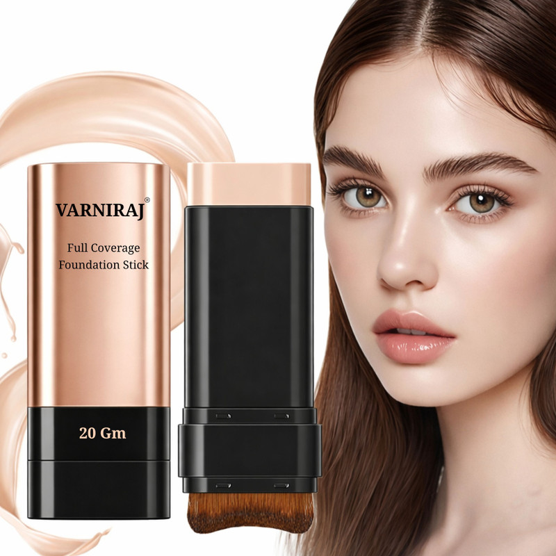 Varniraj Foundation Stick Waterproof with Brush | Foundation for Fair & Medium Skin Tone Foundation(Light Beige, 20 g)