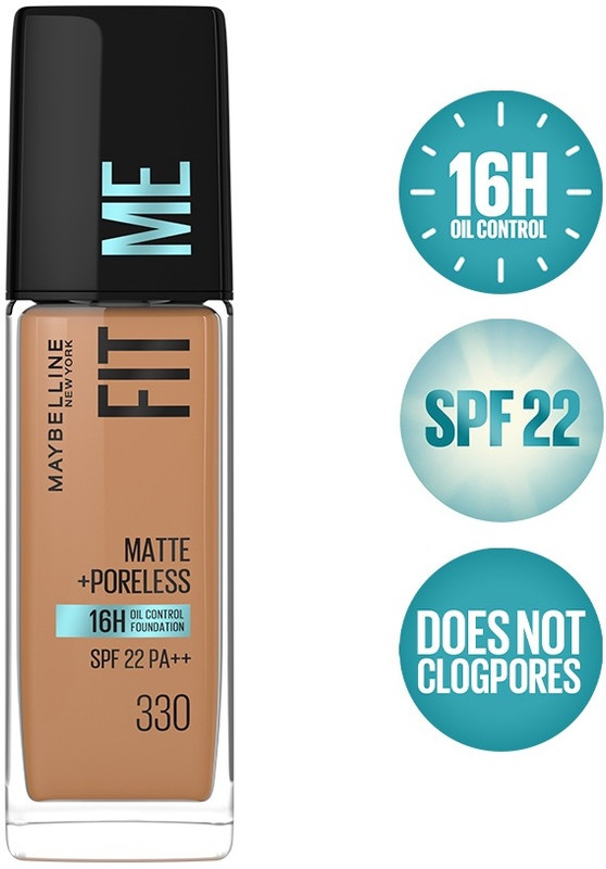 MAYBELLINE NEW YORK Fit Me Matte+Poreless Liquid Foundation (With Pump & SPF 22), 330 Toffee Foundation(330 Toffee, 30 ml)