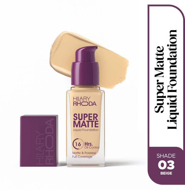 Hilary Rhoda Super Matte Liquid Foundation with Spf 20 | Matte & Poreless Finish Foundation(Beige - Shade 03, 35 ml)