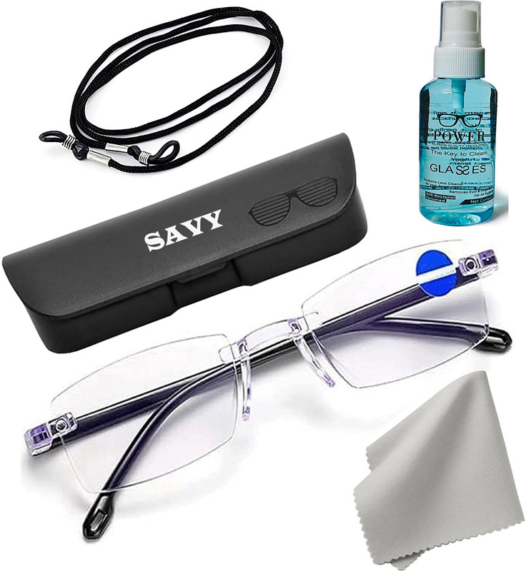 Savy Rimless (+3.00) Rectangle Reading Glasses(140 mm)