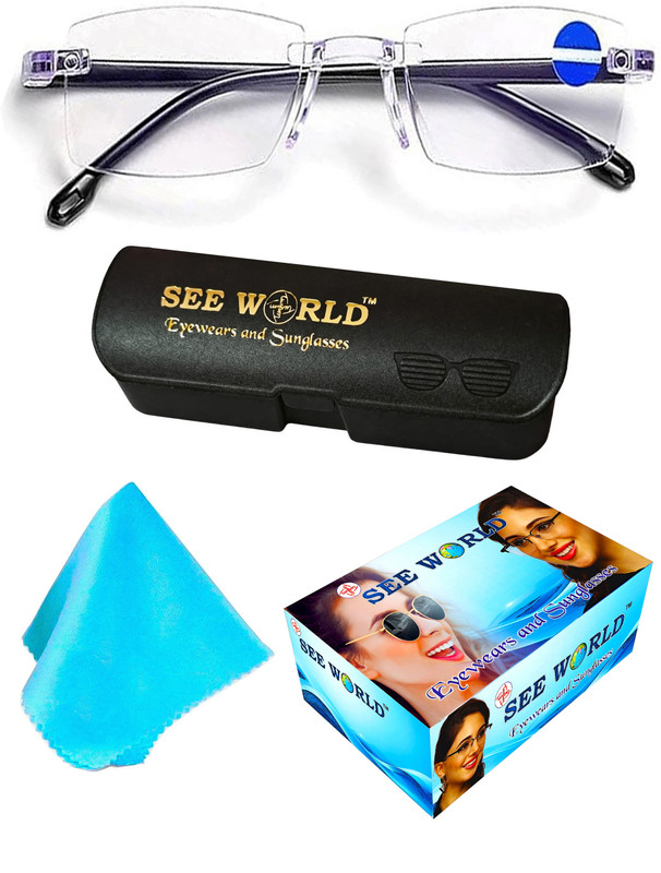 See World Rimless (+2.50) Rectangle Reading Glasses(140 mm)
