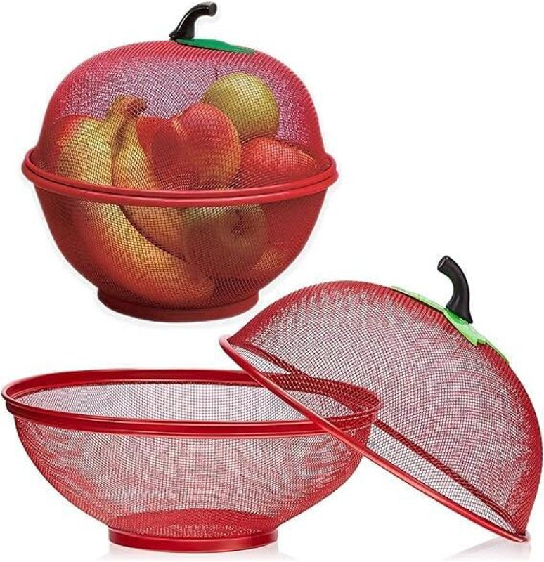 SHREERAM ENTERPRIZE Fresh Fruits & Vegetables BASKET Steel Fruit & Vegetable Basket(Red)