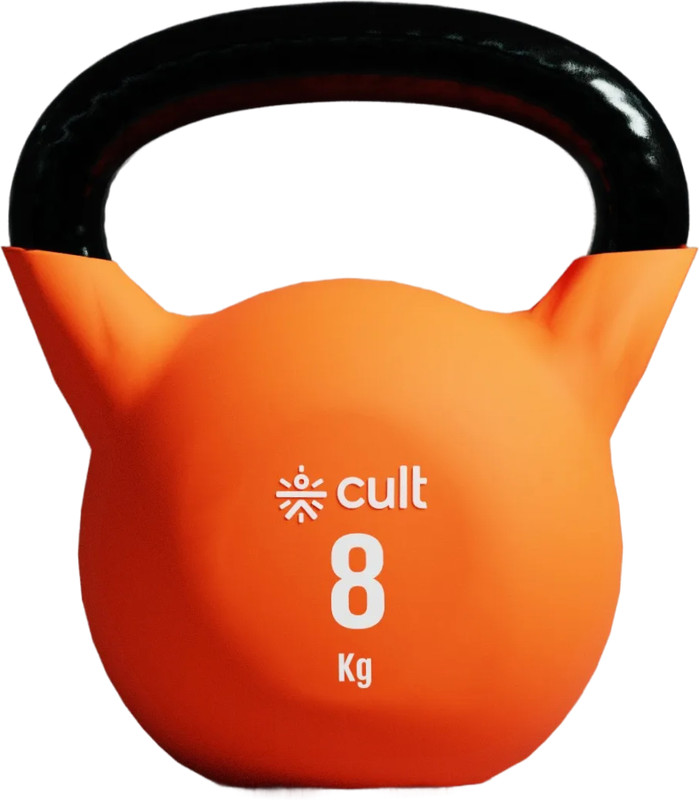 Cult 8kg Neoprene Anti-Slip Grip Colored Kettlebell for Home Workout - Orange Kettlebell(8 kg)