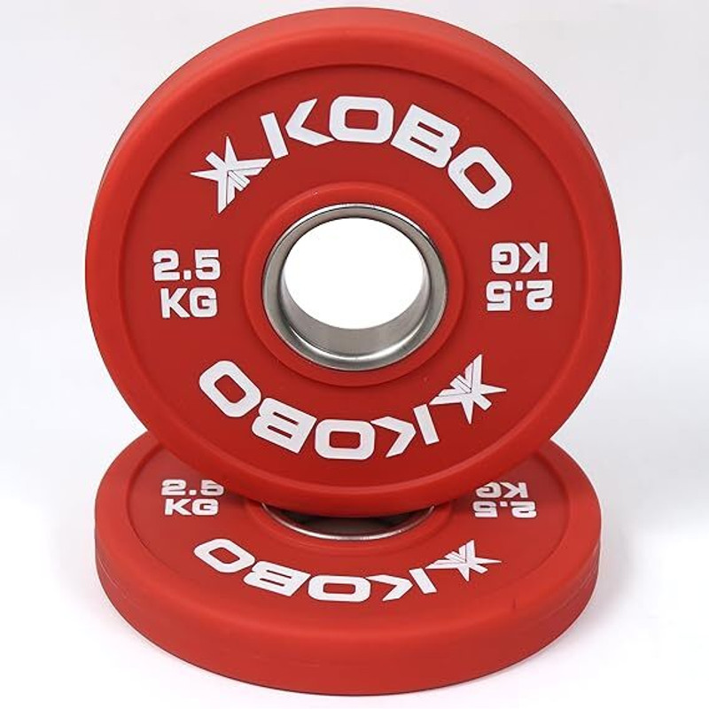 KOBO 1.5 x 2 = 3 KG Urethane Olympic Fractional Plates 2 inch Steel Ring Yellow Weight Plate(1.5 kg)
