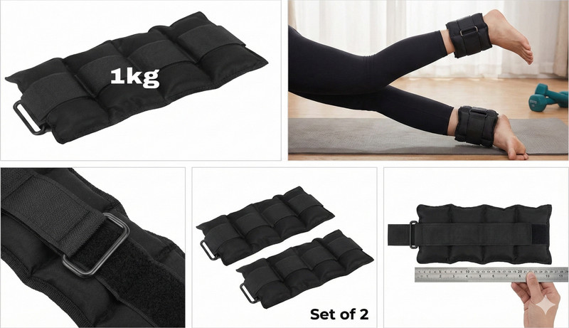 rakesh community 00500 weight cuff Black Ankle Weight, Ankle & Wrist Weight(0.5 kg)