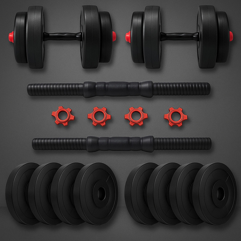 PKN FIT 20KG PVC Plate Set for Home Workout with Dumbbell Rod Black Weight Plate(20 kg)