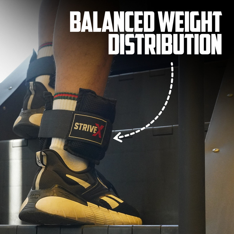 Strivex Adjustable Ankle Weight 1 KG X 2 - Pack Of 2 Black Ankle Weight (1 kg) Black Ankle Weight(1 kg)