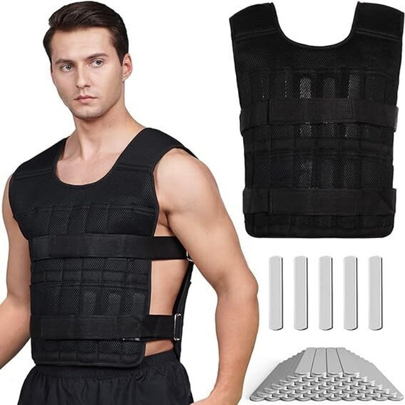 CAREOPETA Adjustable Weighted Vest 10 kg Gym Black Weight Vest(10 kg)