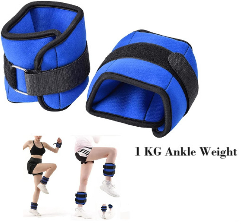 bulls fitness Ankle Weights 2 kg (1 KG Each x 2 pc) Fitness Band Unisex Workout Equipment Blue Ankle & Wrist Weight(1 kg)