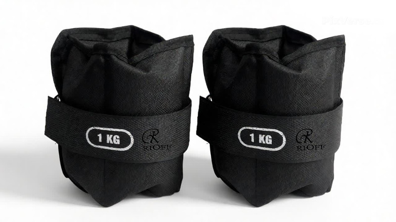 Rioff Ankle Weights Home Gym Weight Bands (0.5KG X 2PCS = 1KG) Black Ankle Weight(1 kg)