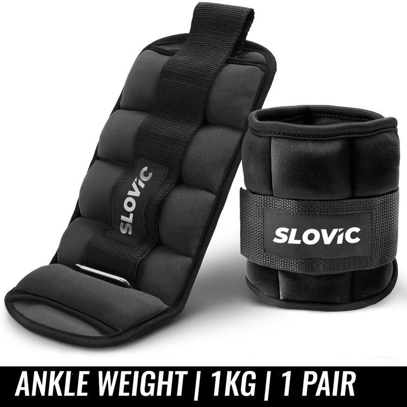 SLOVIC Ankle Weights With Adjustable Straps For All Fitness Levels | Pair Set Black Ankle Weight(2 kg)