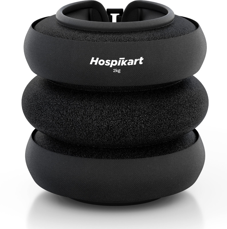 HOSPIKART Weight Cuff for Strength Gain, Physiotherapy & Rehabilitation (2KG) Black Ankle & Wrist Weight(2 kg)