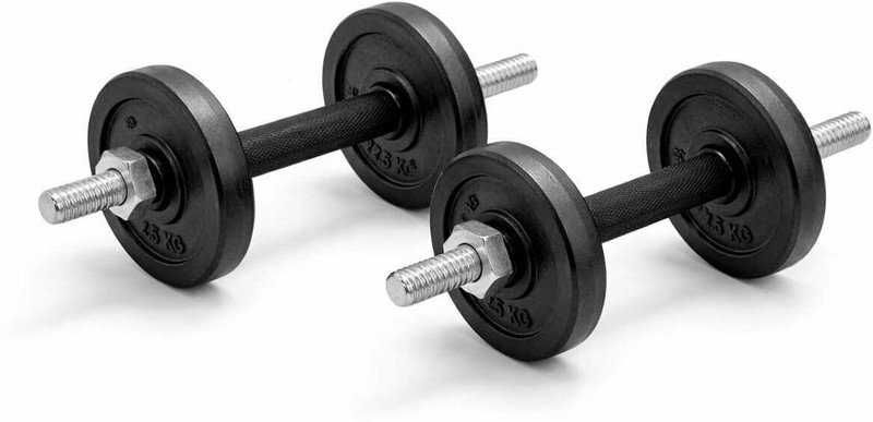 NLW Adjustable Rubber Dumbbell Set – 20kg Black Weight Plate(20 kg)