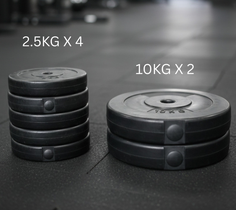 BELLATRIX X PVC 30KG Gym Weight Kit with Dumbbell Rod 10KGx2 and 2.5KGx4 Black Weight Plate(30 kg)