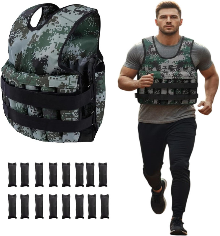 Nucarture Adjustable 5 kg Weighted Vest with Plates Workout Weight Jacket Vest Fitness Green Weight Vest(5 kg)